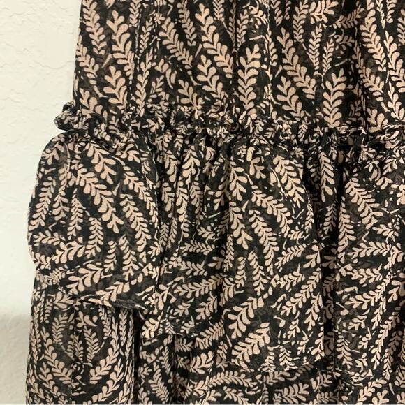 MISA Los Angeles Marion Black and Mauve Pink Tiered Ruffle Mini Skirt XS - Picture 6 of 10